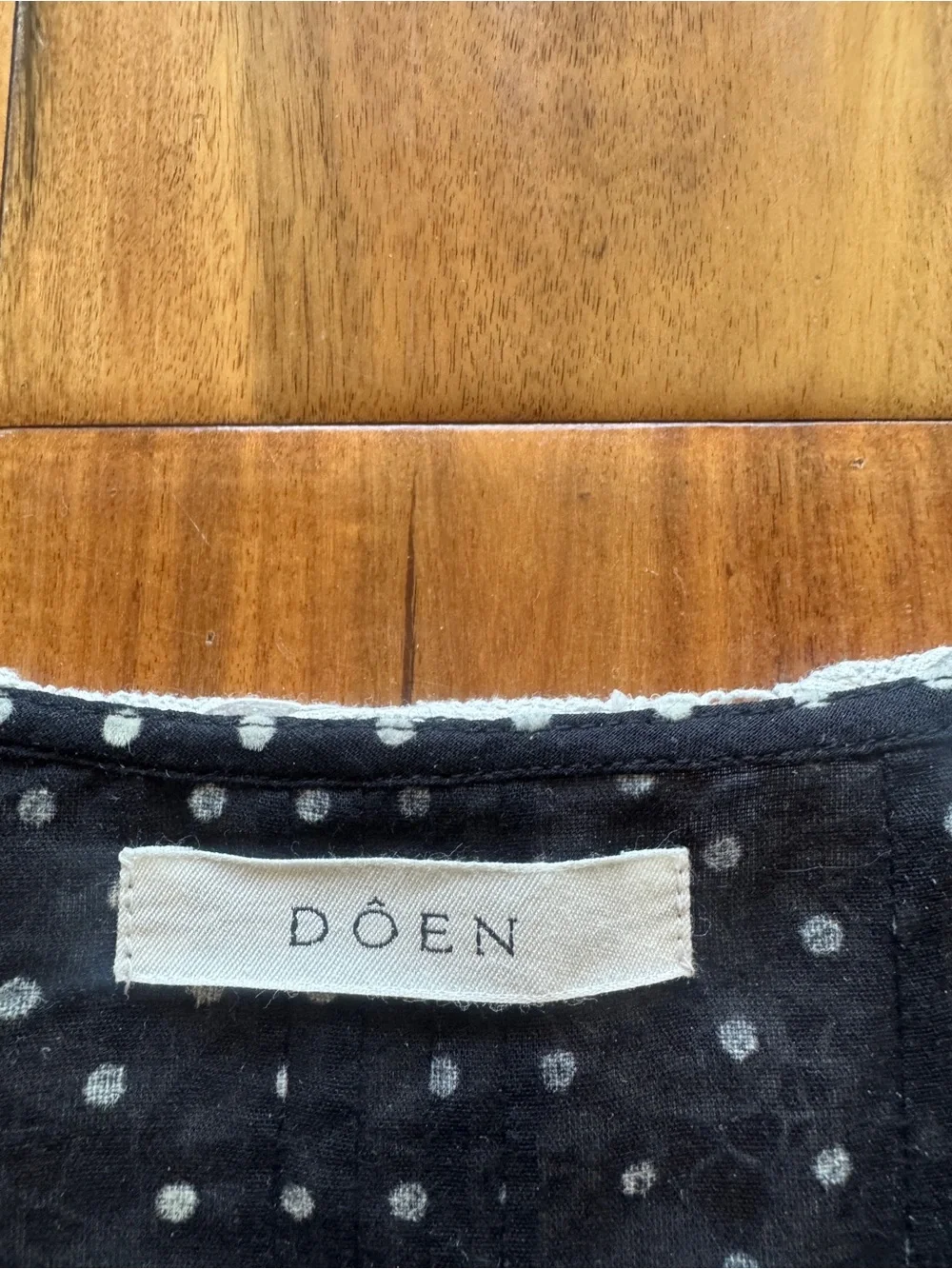 Doen Oleta blouse Lace-Collar Puff Sleeve Polka Dot Top 100% cotton